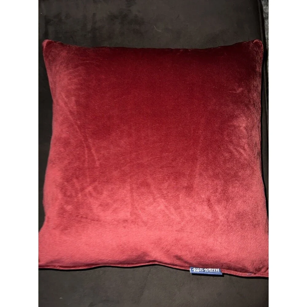425 South Los Angeles Pillow Accent Throw Burgundy Red Geo Textured Velvet Luxe